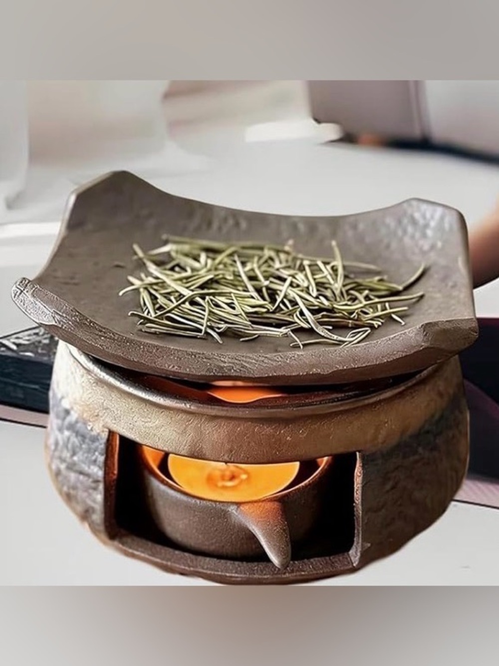 Ceramic Zen Incense Burner Set with Wooden Tongs
